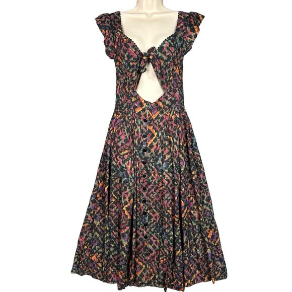 Anthropologie‎ Love The Label Dress XS NWT Boho Fairy Kaleidoscope Midi Cutout - Picture 1 of 14